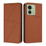 For Motorola Edge 40 Strong Magnetic Frosted Flip Leather Phone Case(Coffee Color)