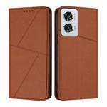 For Motorola Edge 50 Fusion Strong Magnetic Frosted Flip Leather Phone Case(Coffee Color)