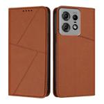 For Motorola Edge 50 Pro Strong Magnetic Frosted Flip Leather Phone Case(Coffee Color)
