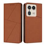 For Motorola Edge 50 Ultra Strong Magnetic Frosted Flip Leather Phone Case(Coffee Color)