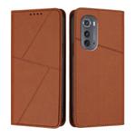 For Motorola Edge 2022 Strong Magnetic Frosted Flip Leather Phone Case(Coffee Color)