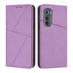 For Motorola Edge 2022 Strong Magnetic Frosted Flip Leather Phone Case(Light Purple)