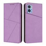 For Motorola Moto E22 Strong Magnetic Frosted Flip Leather Phone Case(Light Purple)