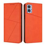 For Motorola Moto E22 Strong Magnetic Frosted Flip Leather Phone Case(Orange)