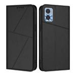 For Motorola Moto E22 Strong Magnetic Frosted Flip Leather Phone Case(Black)