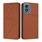 For Motorola Moto G Play 2024 Strong Magnetic Frosted Flip Leather Phone Case(Coffee Color)