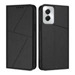 For Motorola Moto G Power 2024 Strong Magnetic Frosted Flip Leather Phone Case(Black)
