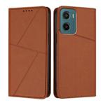 For Motorola Moto G05 / Moto E15 Strong Magnetic Frosted Flip Leather Phone Case(Coffee Color)