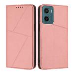 For Motorola Moto G05 / Moto E15 Strong Magnetic Frosted Flip Leather Phone Case(Pink)