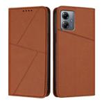 For Motorola Moto G14 / G54 EU / Brazil Strong Magnetic Frosted Flip Leather Phone Case(Coffee Color)