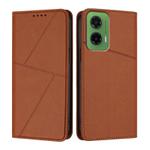 For Motorola Moto G35 Strong Magnetic Frosted Flip Leather Phone Case(Coffee Color)