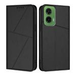 For Motorola Moto G35 Strong Magnetic Frosted Flip Leather Phone Case(Black)