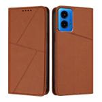 For Motorola Moto G45 5G / G34 Strong Magnetic Frosted Flip Leather Phone Case(Coffee Color)