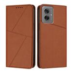 For Motorola Moto G55 Strong Magnetic Frosted Flip Leather Phone Case(Coffee Color)
