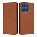 For Motorola Edge 60 Strong Magnetic Frosted Flip Leather Phone Case(Coffee Color)