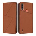 For Motorola Moto E7 Power Strong Magnetic Frosted Flip Leather Phone Case(Coffee Color)