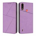 For Motorola Moto E7 Power Strong Magnetic Frosted Flip Leather Phone Case(Light Purple)