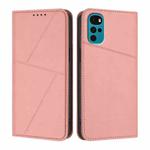 For Motorola Moto G22 Strong Magnetic Frosted Flip Leather Phone Case(Pink)