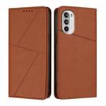 For Motorola Moto G52 Strong Magnetic Frosted Flip Leather Phone Case(Coffee Color)