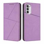 For Motorola Moto G52 Strong Magnetic Frosted Flip Leather Phone Case(Light Purple)