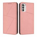 For Motorola Moto G52 Strong Magnetic Frosted Flip Leather Phone Case(Pink)