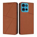 For Motorola Moto G75 5G Strong Magnetic Frosted Flip Leather Phone Case(Coffee Color)
