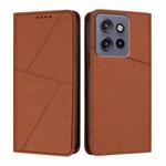 For Motorola Edge 50 Neo Strong Magnetic Frosted Flip Leather Phone Case(Coffee Color)