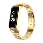For Samsung Galaxy Fit 2 xDfind Metal Frame Integrated Three-beads Steel Watch Band(Gold)