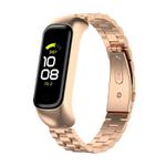 For Samsung Galaxy Fit 2 xDfind Metal Frame Integrated Three-beads Steel Watch Band(Rose Gold)
