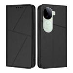 For vivo iQOO Z9s / V40e India Strong Magnetic Frosted Flip Leather Phone Case(Black)