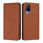 For vivo V21s Strong Magnetic Frosted Flip Leather Phone Case(Coffee Color)