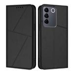 For vivo V27e / vivo T2 Global Strong Magnetic Frosted Flip Leather Phone Case(Black)