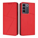 For vivo V27 / V27 Pro Global Strong Magnetic Frosted Flip Leather Phone Case(Red)