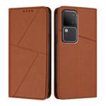 For vivo V30 / V30 Pro Global Strong Magnetic Frosted Flip Leather Phone Case(Coffee Color)