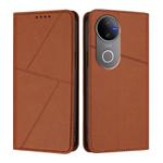 For vivo V50 Strong Magnetic Frosted Flip Leather Phone Case(Coffee Color)