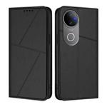 For vivo V50 Strong Magnetic Frosted Flip Leather Phone Case(Black)