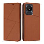 For vivo Y02 / Y02A / Y02t / Y11 2023 Strong Magnetic Frosted Flip Leather Phone Case(Coffee Color)
