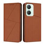 For vivo Y03 Global Strong Magnetic Frosted Flip Leather Phone Case(Coffee Color)