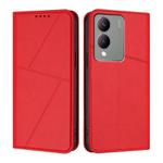 For vivo Y17s 4G Global / Y28 5G India Strong Magnetic Frosted Flip Leather Phone Case(Red)