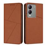 For vivo Y17s 4G Global / Y28 5G India Strong Magnetic Frosted Flip Leather Phone Case(Coffee Color)