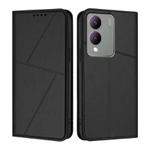 For vivo Y17s 4G Global / Y28 5G India Strong Magnetic Frosted Flip Leather Phone Case(Black)