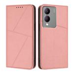 For vivo Y17s 4G Global / Y28 5G India Strong Magnetic Frosted Flip Leather Phone Case(Pink)