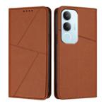 For vivo Y19s 4G Global Strong Magnetic Frosted Flip Leather Phone Case(Coffee Color)