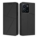 For vivo Y35 4G / Y77 / Y77e Strong Magnetic Frosted Flip Leather Phone Case(Black)