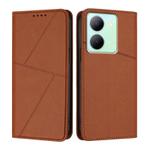 For vivo Y36 4G / 5G Global / Y36 4G India Strong Magnetic Frosted Flip Leather Phone Case(Coffee Color)