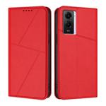 For vivo Y55 5G / Y55s 2023 / Y75 5G Strong Magnetic Frosted Flip Leather Phone Case(Red)