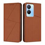 For vivo Y56 / Y16 / Y02s Strong Magnetic Frosted Flip Leather Phone Case(Coffee Color)