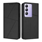 For vivo Y100 4G / 5G / Y100 IDN / V30 Lite 4G Strong Magnetic Frosted Flip Leather Phone Case(Black)