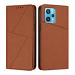 For Realme 9 Pro+ Strong Magnetic Frosted Flip Leather Phone Case(Coffee Color)