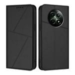 For Realme 12 5G Strong Magnetic Frosted Flip Leather Phone Case(Black)
